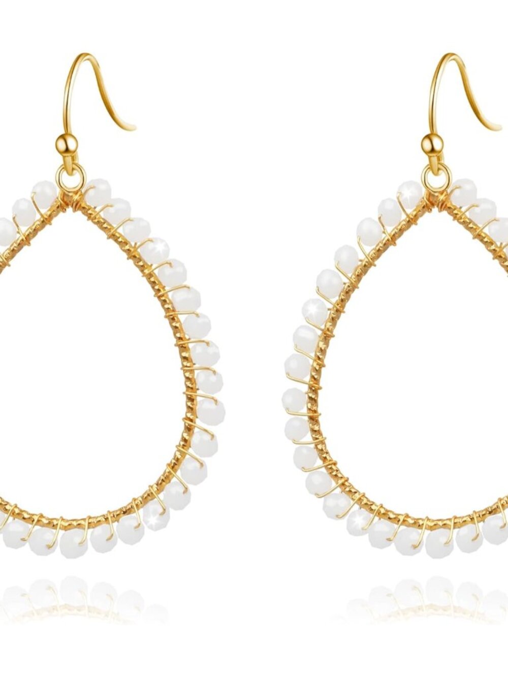 Summer Earrings for Women, Teardrop Boho Earrings Dangling Gold Hoop Earrings as